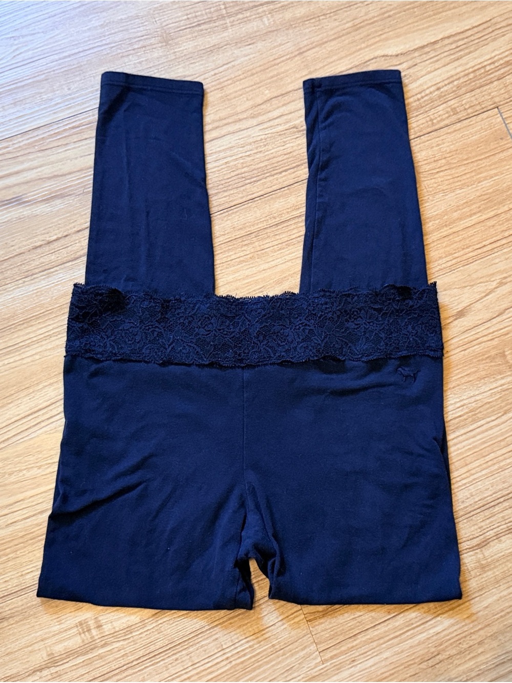PINK Victoria's Secret Black Lace-Waist Leggings